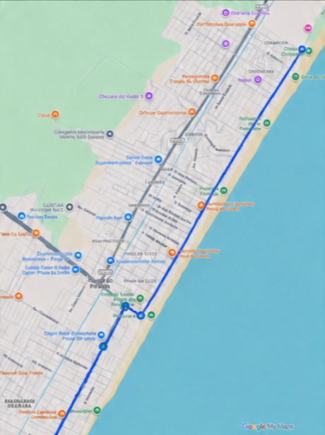 Mapa do trajeto do bonde
